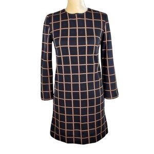 Missoni Black Tan Windowpane Wool Blend Long Sleeve Mini Sheath Dress Size 4